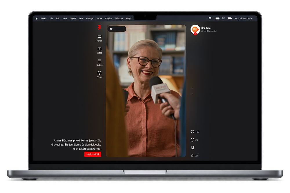TV3 video-first pieredze portatīvajā datorā