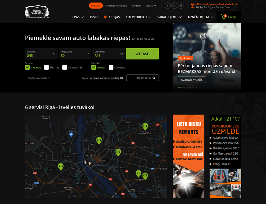 Riepu Garāža mājaslapas dizaina atjaunināšana
